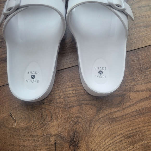 Shade & Shore 2 Band Footbed Slide Open Toe White Sandals Size 9 - Picture 4 of 4